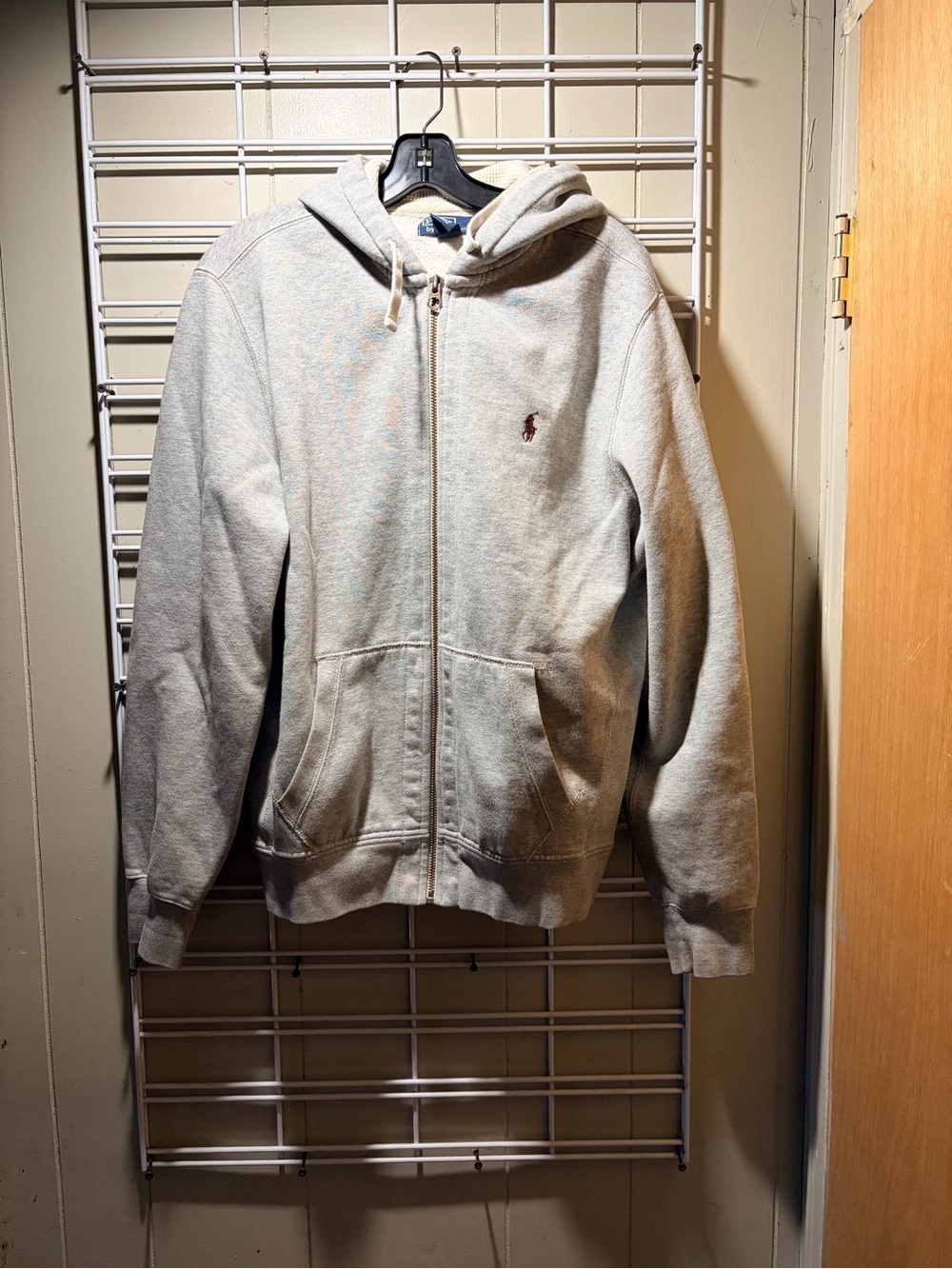 Ralph Lauren Light Gray Zip Hoodie with Embroidered Polo